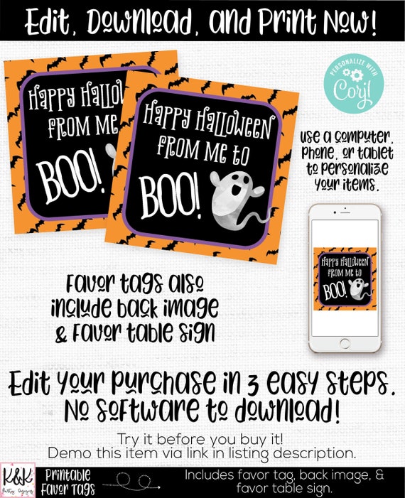 Halloween Favor Tag, Halloween Party Favor, Halloween Thank You, Halloween Party Decorations, Kids Halloween, Favor Label, Printable Il_570xn