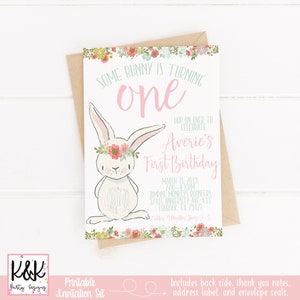 Bunny Birthday Banner, Bunny Birthday Party Decor, Some Bunny is One, Spring Birthday, First Birthday Girl, Shabby Chic, Girls 1st Birthday image 8