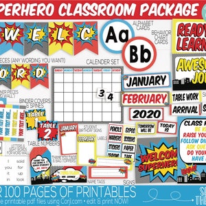 Superhero Classroom Supplies and Decorations, Superhero Theme, Teacher Supply, Printable Classroom Teacher Decoration and Supplies, Sign