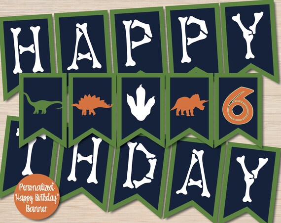 Dinosaur Birthday Party Banner, Dinosaur Birthday Party Decorations, Boys Birthday, Fossil Birthday Party, Dino Banner, Dinosaur Printable Il_570xn