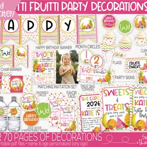 Twotti Fruitti Birthday Party Decorations, Fruit Cupcake Toppers, Tutti Fruitti, Girls Second Birthday, 2nd Birthday, Fruit Party Printable image 6