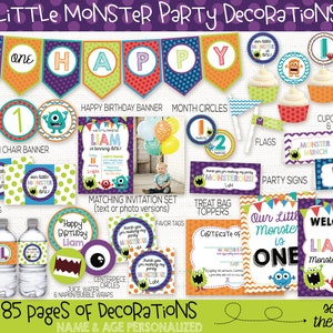 Little Monster Birthday Party Decorations, Little Monster Birthday Party Invitation, Little Monster Printable, Monster Bash, 1st Birthday