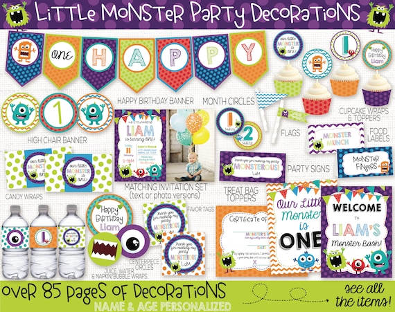 Little Monster Birthday Party Decorations Little Monster Etsy