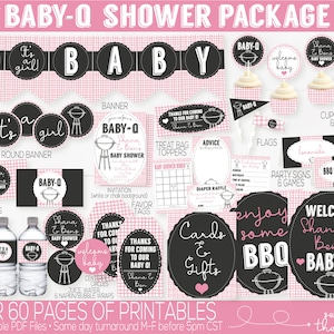 Baby Q Baby Shower Decorations, Baby Q Invitation, BBQ Baby Shower, Couples Baby Shower Decoration, Coed Baby Shower, Personalized, Pink