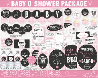 Baby Q Baby Shower Decorations, Baby Q Invitation, BBQ Baby Shower, Couples Baby Shower Decoration, Coed Baby Shower, Personalized, Pink