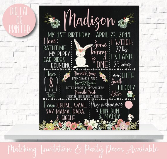 Bunny Birthday Party Chalkboard, Bunny Birthday Party Decorations, Some Bunny is One, Bunny Sign, Chalkboard Sign, Bunny First Birthday Il_570xn