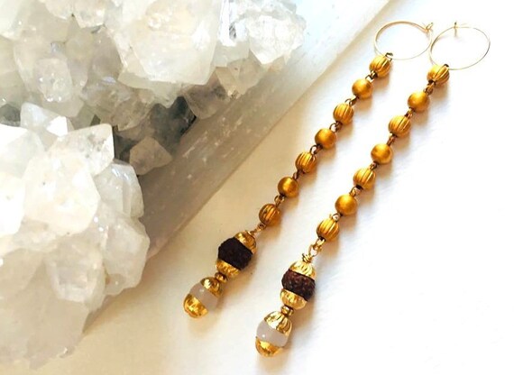 shiva and shakti extra long rudraksha and snow quartz etsy