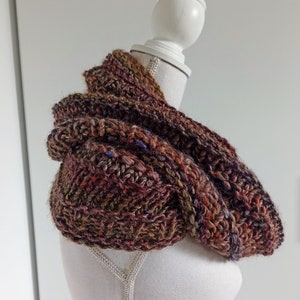 Ready-to-ship: Soft brown tweed cowl, &#39;The Olympia Cowl&#39;, made of wool and acrylic