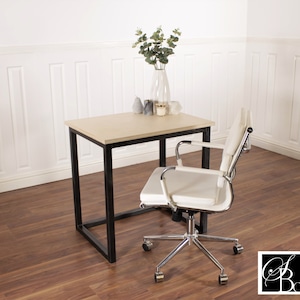 Industrial Desk Plywood Birch Wooden Computer Workstation Office PC Corner Writing Chair Study Solid Ply Modern Scandinavian Metal Wood
