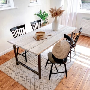 Grey Wood Dining Table Kitchen Set Solid Oak Wooden Pine Bench