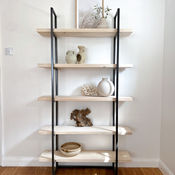 Wood Bookcase Shelf Unit Wooden Bookshelf Ladder With Oak Pine
