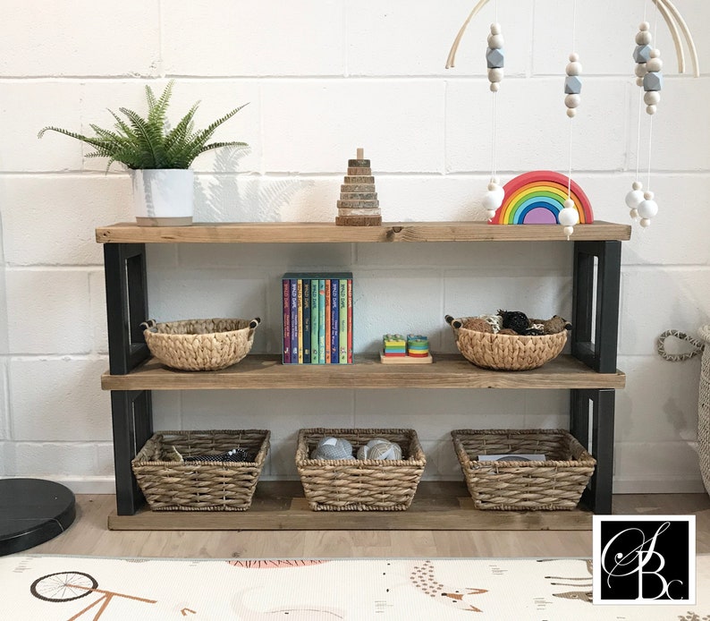 Toy Storage Shelf Children Wall Shelves Solid Wooden Natural Etsy