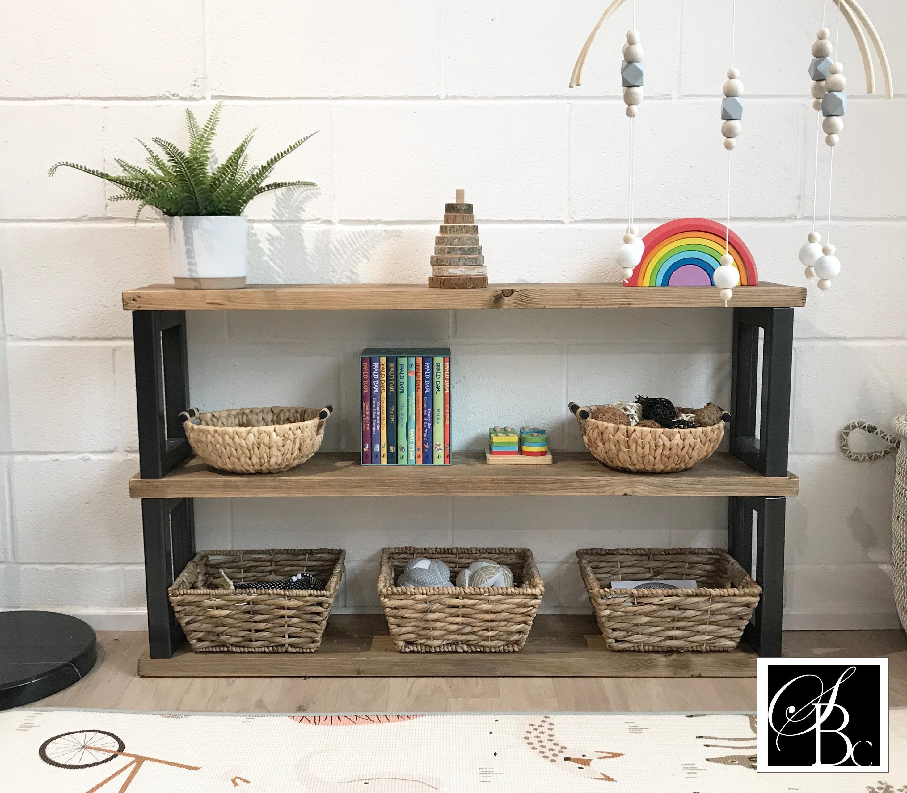 Toy Storage Shelf Children Wall Shelves Solid Wooden Natural Etsy