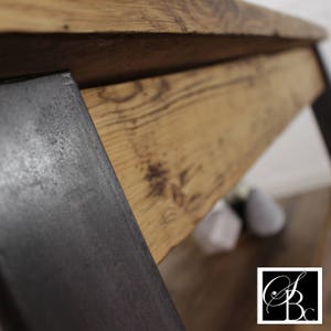 Kitchen Island Farmhouse Dining Table Butchers Block Breakfast Bar Rustic Industrial Storage Unit Solid Wood Worktop Steel Coffee Cafe image 6