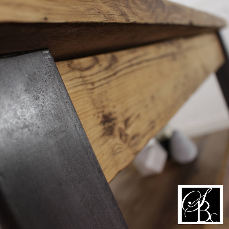 Kitchen Island Farmhouse Dining Table Butchers Block Breakfast Bar Rustic Industrial Storage Unit Solid Wood Worktop Steel Coffee Cafe image 6