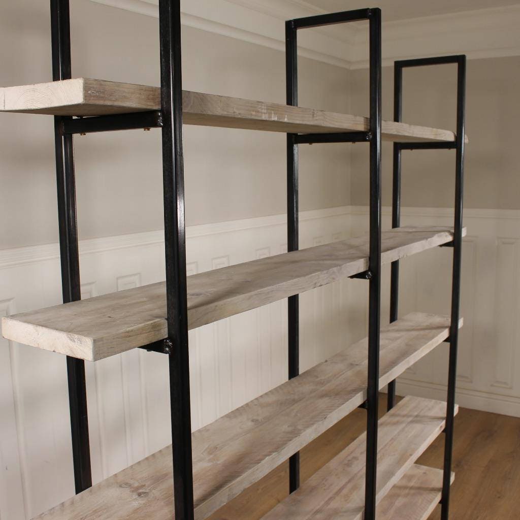 Industrial Reclaimed Wood Bookcase Bookshelf Shelves Unit Etsy UK