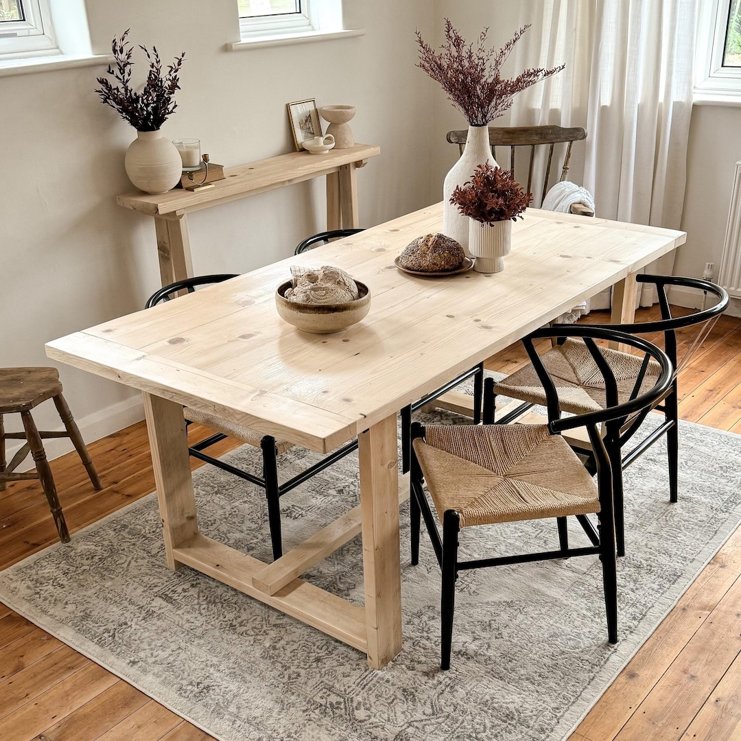 Reclaimed Wood Farmhouse Dining Table – Rustic Solid Wood, Custom ...