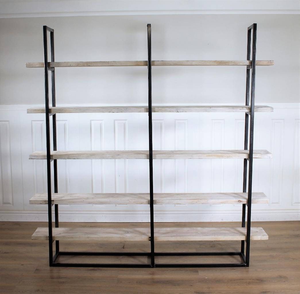 Industrial Reclaimed Wood Bookcase Bookshelf Shelves Unit Etsy UK