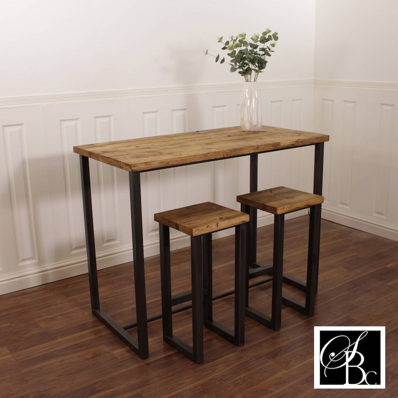 Breakfast Bar Worktop Kitchen Table Stool Solid Wood Set Etsy UK