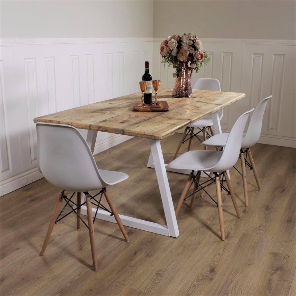 Industrial Dining Table ANY COLOUR Base Rustic Solid Kitchen Etsy UK