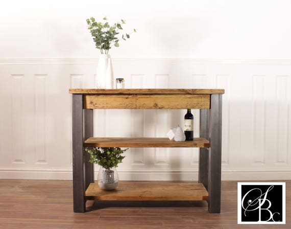 HUGE English OAK butchers block kitchen island table storage