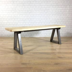 Industrial Dining Table Rustic solid wood Kitchen Bench Set farmhouse Reclaimed Restaurant Metal Bespoke Custom Handmade Britain UK A-Frame image 9