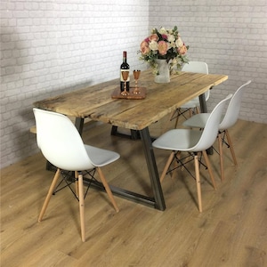 Industrial Dining Table Rustic Solid Wood Kitchen Bench Set