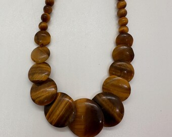 Modern Vintage Retro Tiger’s Eye Stone Collar Necklace choker