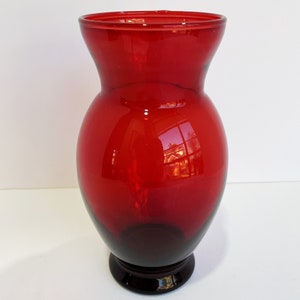 Vintage Anchor Hocking Royal Ruby Vase Red Glass MCM Glass