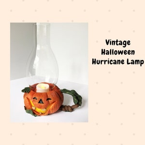 Vintage Halloween Hurricane Candle Lamp Lantern Jack-o-Lantern Pumpkin Light 1998