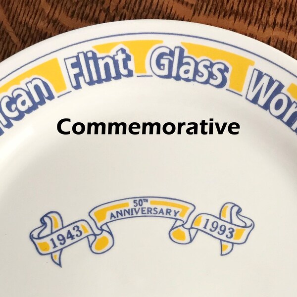 Corelle American Flint Glass Workers Union Commemorative Plate 1943-1993 50th Anniversary Local 1000