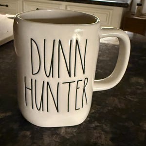 Vintage RAE DUNN POTTERY: *Read* Choice of Bird Houses, Mugs, Canisters, Dogs, Tacos, Office, and More MUG “DUNN HUNTER”