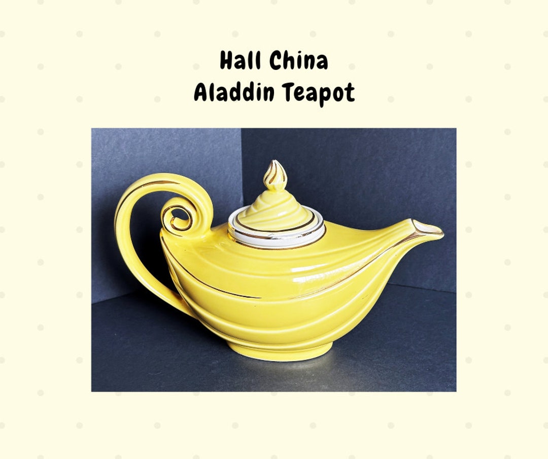 Vintage Hall China Aladdin Teapot Yellow With Tea Infuser 6 Cup Size