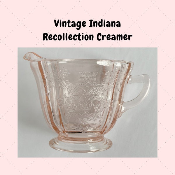 Vintage Pink Indiana Recollection Creamer Madrid Pattern Vintage Glassware