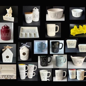 Vintage RAE DUNN POTTERY: Read Choice of Bird Houses, Mugs, Canisters, Dogs, Tacos, Office, and More