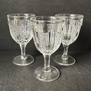 3 EAPG RAINBOW Wine Goblet Set, McKee & Brothers Antique Glassware c.1898