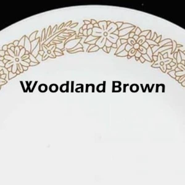 14 Corelle “WOODLAND BROWN” Plates Bowls Gravy Cups Replacements Discontinued 1970's Pattern