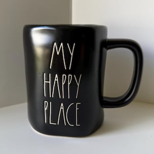 Vintage RAE DUNN POTTERY: *Read* Choice of Bird Houses, Mugs, Canisters, Dogs, Tacos, Office, and More MUG “MY HAPPY PLACE”