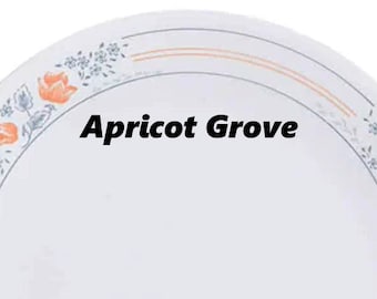 Vintage Corelle APRICOT GROVE Replacements: Set of 2 Plates, Salmon Floral on White, 1990’s Tableware