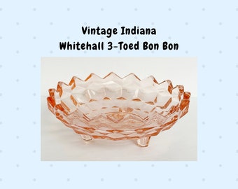 Vintage Indiana "American Whitehall" 3-Toed Bon Bon Bowl Pink Peach Candy 6 Inch Vintage Glassware