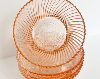 Vintage DIANA CEREAL BOWLS: Set of 2, Pink 5-Inch, Federal Depression Glass, c.1930's
