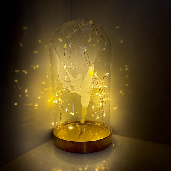 Tinkerbell/Peter Pan Glass Dome with LED Lights- Nursery Decor