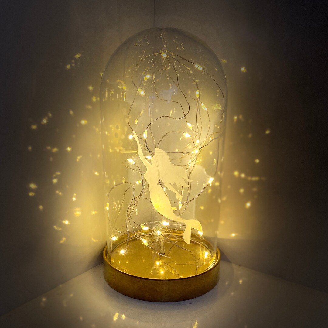 Little Mermaid Glass Dome With LED Lights Nursery Decor/night Light Etsy