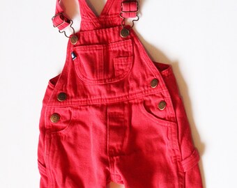 red baby overalls