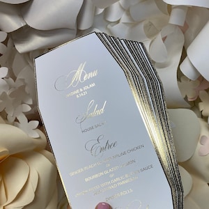 Geometric Gold Foil Menu / White And Gold Foil Menu/ Luxury Wedding Menu