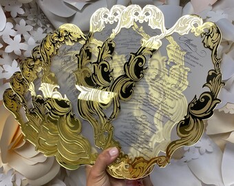 Elegant and Luxurious Gold Transparent Mirror Acrylic Menus