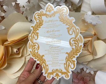 Elegant and Luxurious White and Gold Acrylic Menus