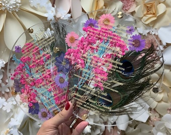 Elegant and Luxurious Flower And Peacock Feather Acrylic Menu