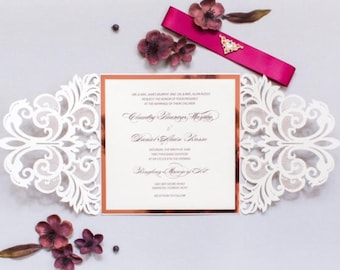 beauty and the beast invitation gold laser cut invitation etsy