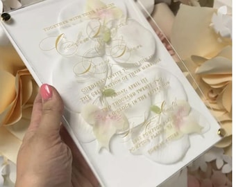 3D White acrylic invitations